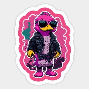 Cute Cool Pink Duck Wearing Sunglasses Sticker